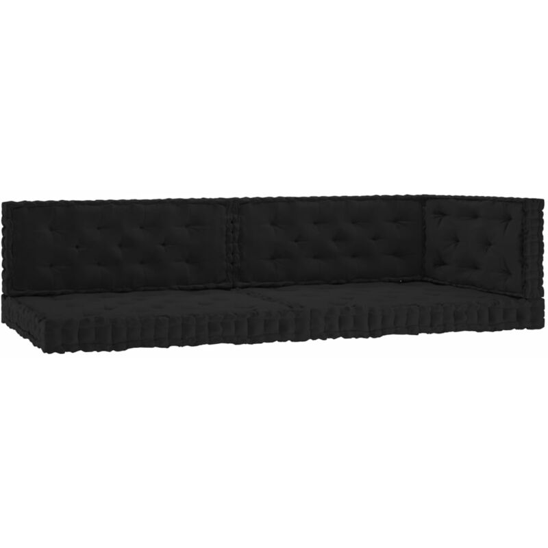 Coussins de plancher de palette 5 pcs Noir Coton