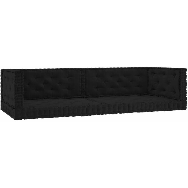 Coussins de plancher de palette 6 pcs Noir Coton