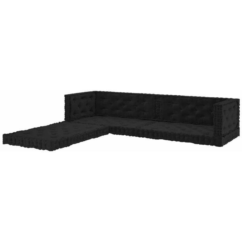 Coussins de plancher de palette 7 pcs Noir Coton