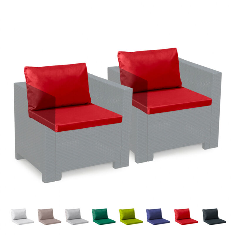 Coussins de rechange imperméables salon de jardin Rotin Bica Grand Soleil set 2 places - Rouge