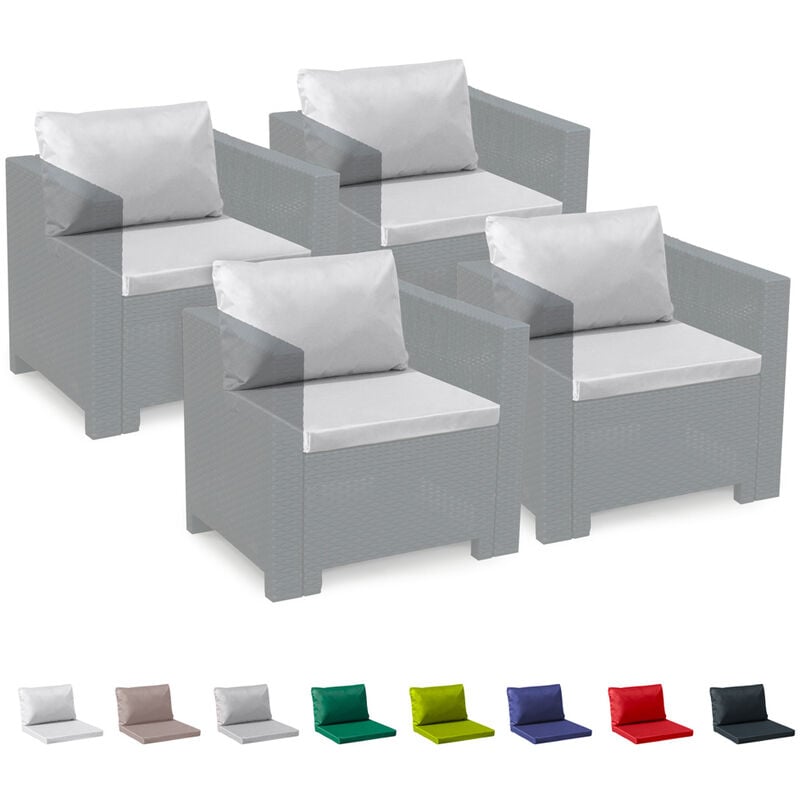 Grand Soleil - Coussins de rechange pour salon de jardin Bica Rotin imperméables étanches Rotin 4 places Couleur: Blanc