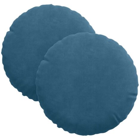 Coussins de siège 2 pcs Bleu Ø30 x 13 cm Velours