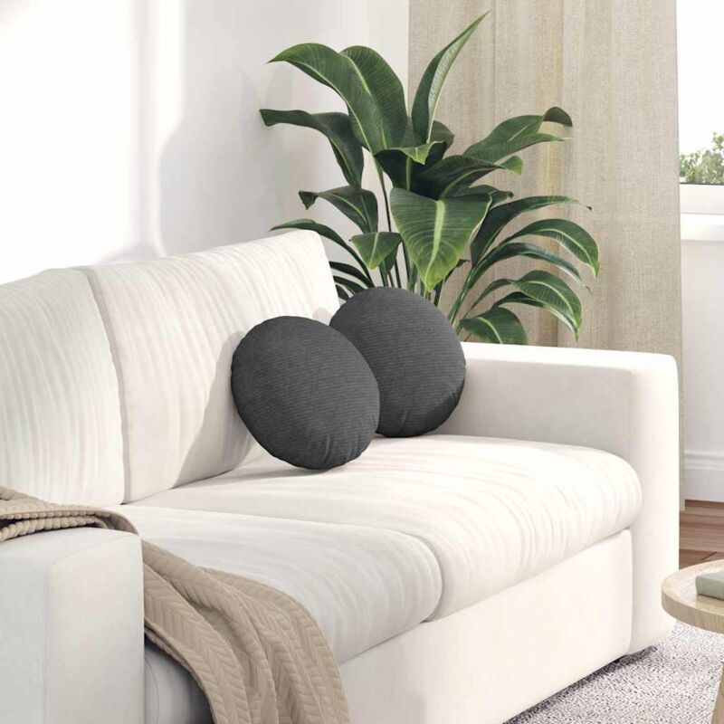 vidaXL Coussins de siège 2 pcs Gris foncé Ø30 x 13 cm