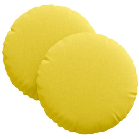 Coussins de siège 2 pcs Jaune clair Ø30 x 13 cm tissu