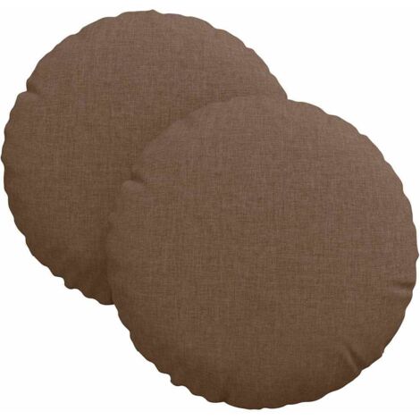Coussins de siège 2 pcs Marron Ø30 x 13 cm tissu