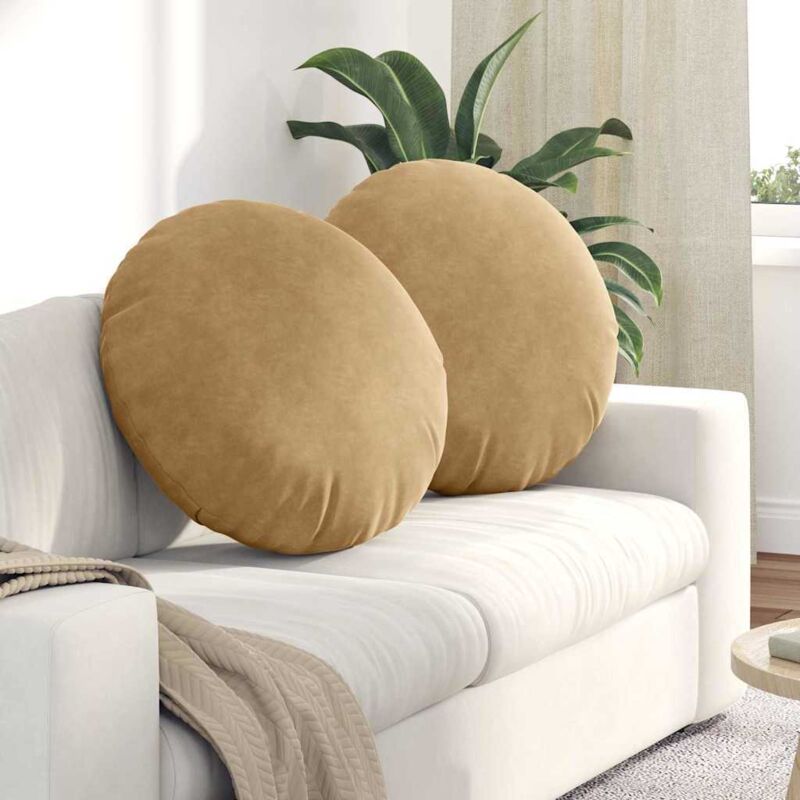 Coussins de siège 2 pcs Marron Ø60 x 21 cm Velours
