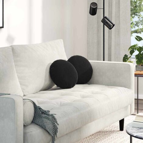 Coussins de siège 2 pcs Noir Ø 40 x 13 cm Velours vidaXL