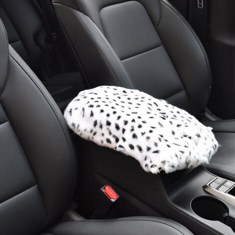 Coussins de siège auto, tapis d'accoudoir en fourrure de lapin pour l'hiver, tapis d'accoudoir intérieur, tapis d'accoudoir central, tapis d'accoudoir de voiture-taches de léopard blanc
