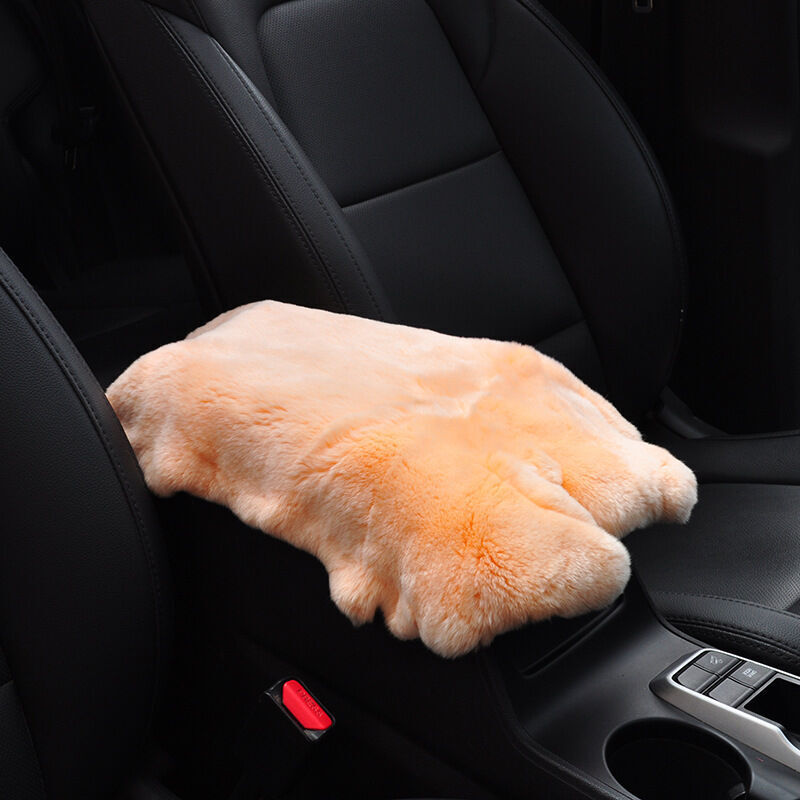 Coussins de siège auto, tapis d'accoudoir en fourrure de lapin pour l'hiver, tapis d'accoudoir intérieur, tapis d'accoudoir central, tapis