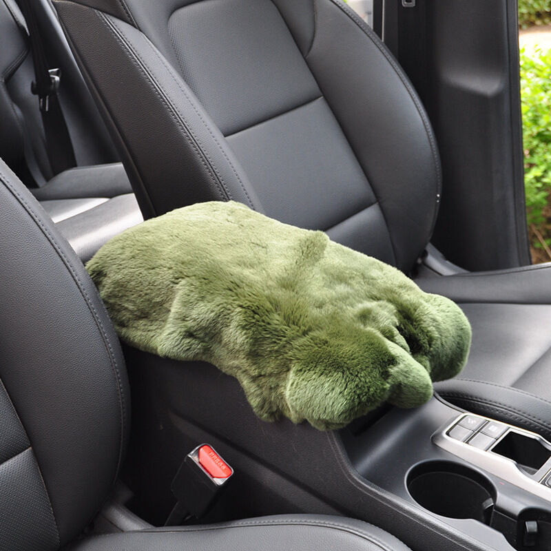 Coussins de siège auto, tapis d'accoudoirs de voiture en fourrure de lapin pour l'hiverTapis d'accoudoir central pour voiture, tapis d'accoudoir de