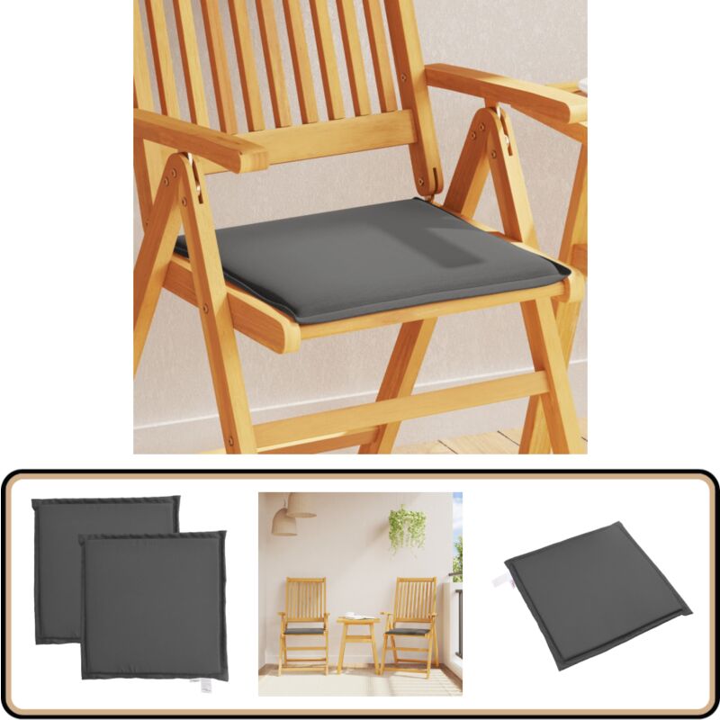 Coussins de siège de jardin lot de 2 anthracite 45x45x2cm carré - Coussin De Jardin - Coussin Chaise - Coussin Exterieur - Coussin Résistant à L'eau