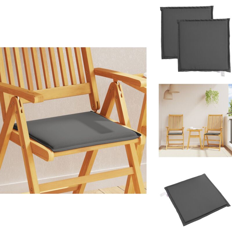 Coussins de siège de jardin lot de 2 anthracite 45x45x2cm carré - Coussin De Jardin - Coussin Chaise - Coussin Exterieur - Coussin Résistant à L'eau