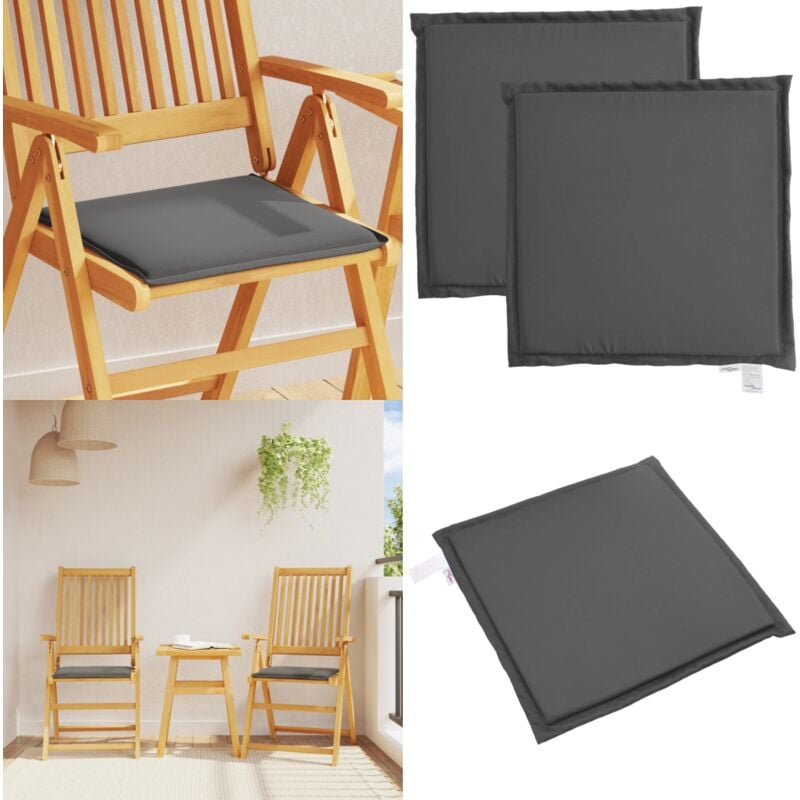 Coussins de siège de jardin lot de 2 anthracite 45x45x2cm carré - Coussin De Jardin - Coussin Chaise - Coussin Exterieur - Coussin Résistant à L'eau