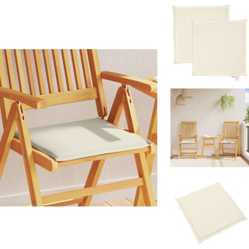 Coussins de siège de jardin lot de 2 crème 45x45x2 cm carré - Coussin De Chaise - Coussin Jardin - Coussin Exterieur - Coussin Résistant à L'eau