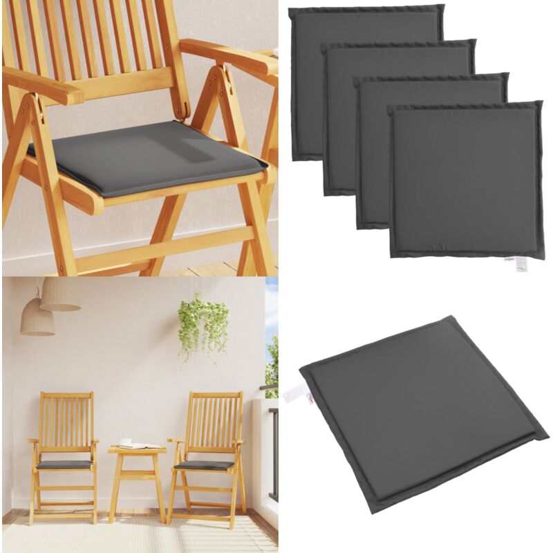 Coussins de siège de jardin lot de 4 anthracite 45x45x2cm carré - Coussin De Chaise - Coussin Jardin - Coussin Exterieur - Coussin Résistant à L'eau
