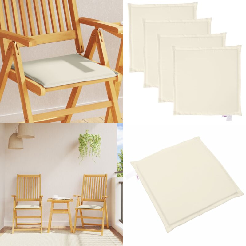 Coussins de siège de jardin lot de 4 crème 45x45x2 cm carré - Coussin De Chaise - Coussin Jardin - Coussin Exterieur - Coussin Résistant à L'eau