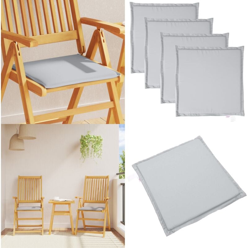 Coussins de siège de jardin lot de 4 gris clair 45x45x2cm carré - Coussin De Jardin - Coussin Chaise - Coussin Exterieur - Coussin Résistant À L'eau