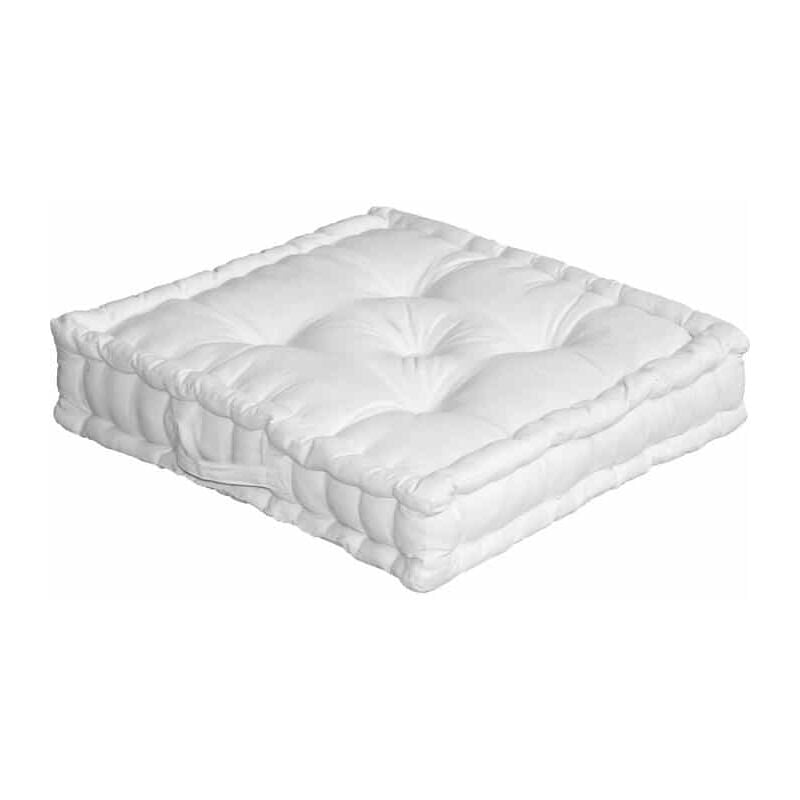Coussin de sol uni blanc - 50x50cm - Blanc