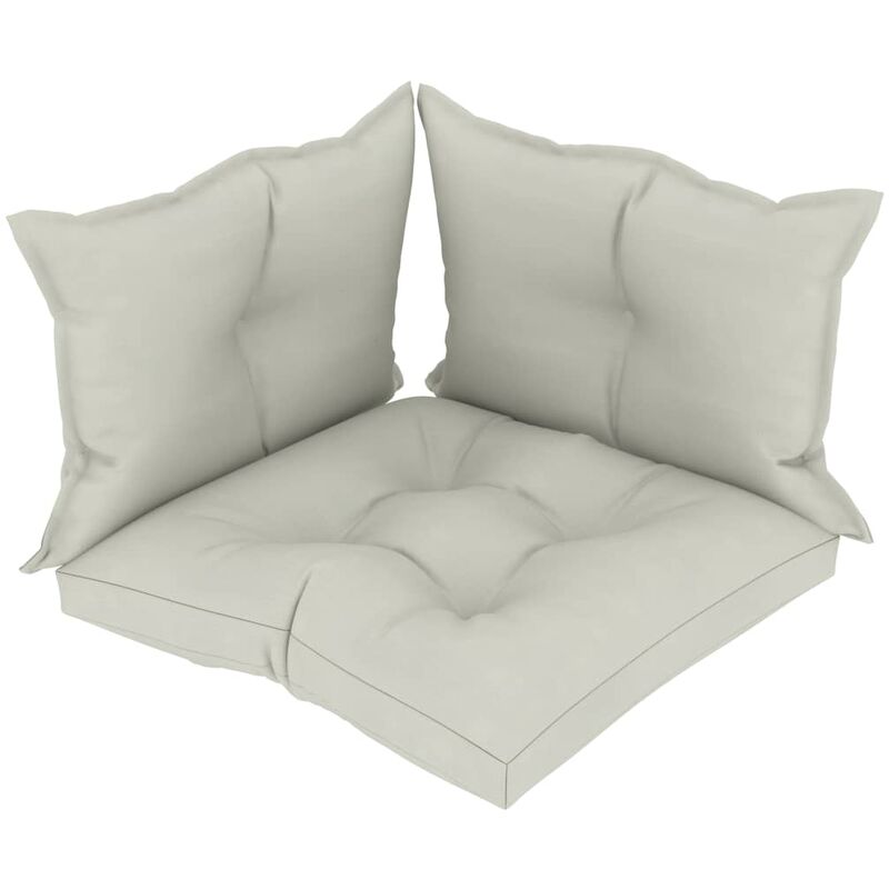 Coussins de sol canapé de palette en tissu beige dossier et assise 3 pièces