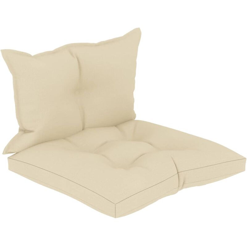 Décoshop26 - Coussins de sol canapé de palette en tissu crème dossier et assise