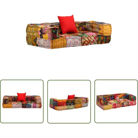 Coussins de sol poufs modulaire chaise longue en tissu 2 places en tissu Patchwork DEC021231