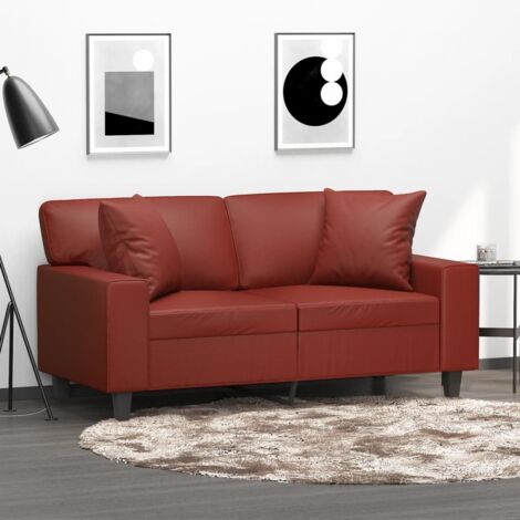 Coussins décoratifs lot de 2 Rouge bordeaux 40x40 cm Similicuir vidaXL