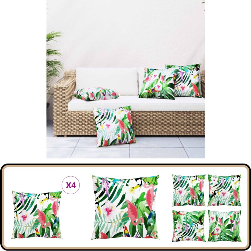 Coussins décoratifs lot de 4 Multicolore 40x40 cm Tissu - Oreiller Décoratif - Coussins Extérieurs - Coussin Patio - Cushions Design - Coussin