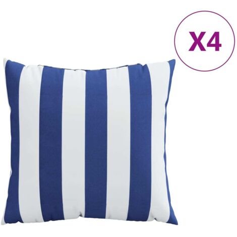 Coussins décoratifs lot de 4 Rayures bleues et blanches 60x60cm