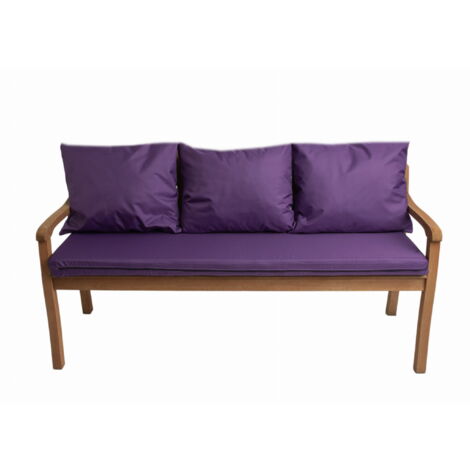 Coussins pour banc 150x50x7/3x50x56cm, coussins pour Banquette jardin Violet, Coussin extérieur/intérieur, Coussins 3places pour balancelle