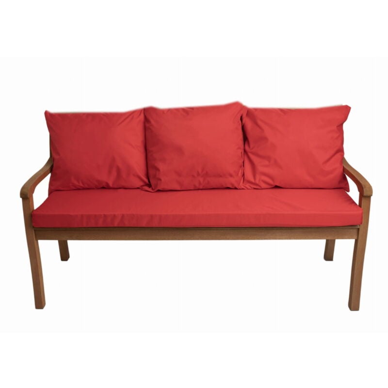 Setgarden - Coussins pour banc extérieur 140x50x7/3x50x56cm, Coussins pour Banquette de jardin Rouge, Coussins pour banc 3 places, Coussin pour