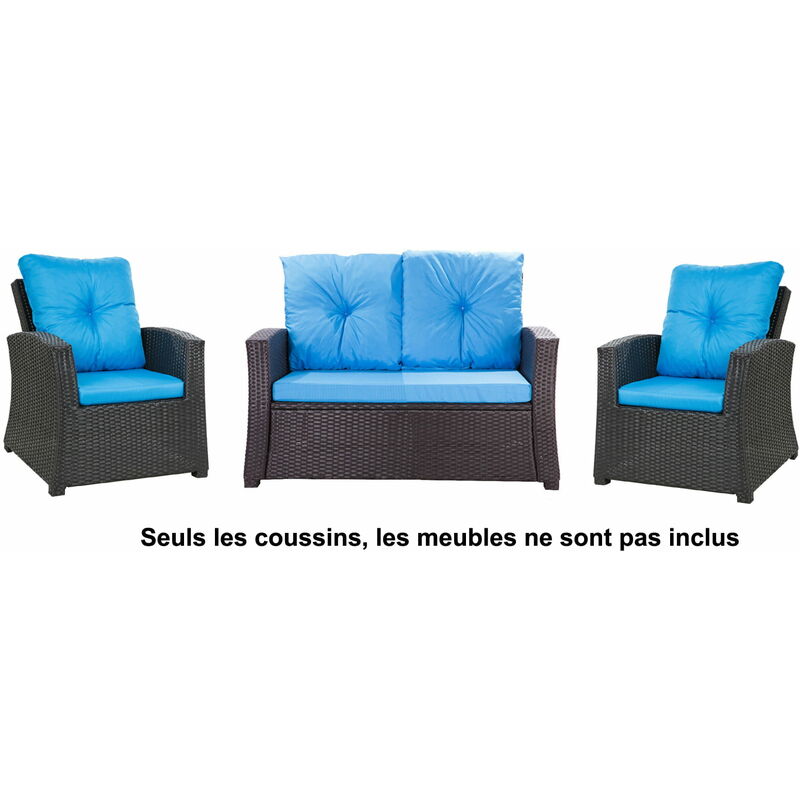 Coussins pour canapé, coussins pour banc, coussins pour mobilier de jardin extérieur, coussins de balançoire, coussins rotin, Bleu