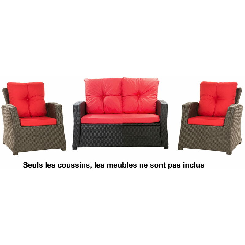 Setgarden - Coussins pour canapé, coussins pour banc, coussins pour mobilier de jardin extérieur, coussins de balançoire, coussins rotin, Rouge