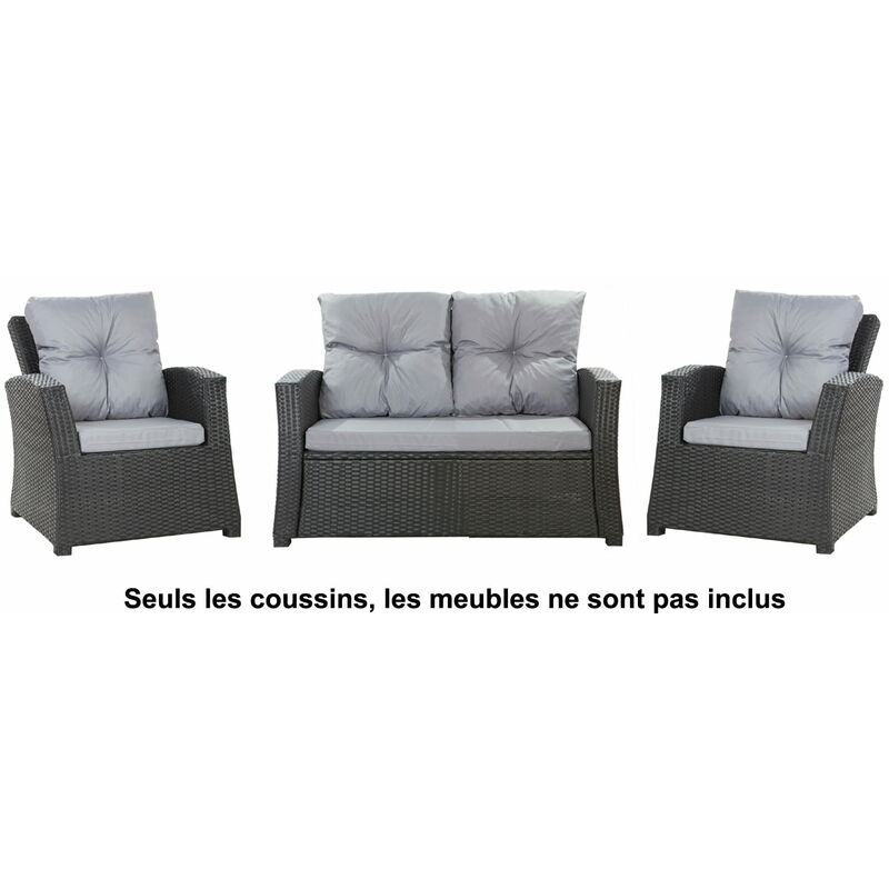 Setgarden - Coussins pour canapé, coussins pour banc, coussins pour mobilier de jardin extérieur, coussins de balançoire, coussins rotin, Gris