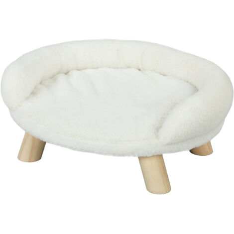 Coussins pour chat et chien jusqu'à 5 kg / 30 cm, housse en peluche lavable, blanc crème, 47 x 40 x 20 cm