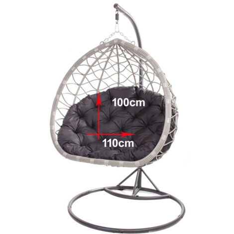 Coussins pour fauteuil berçant de jardin 110 x 100cm Coussin Fauteuil Suspendu Coussin fauteuil suspendu hamac Anthracite