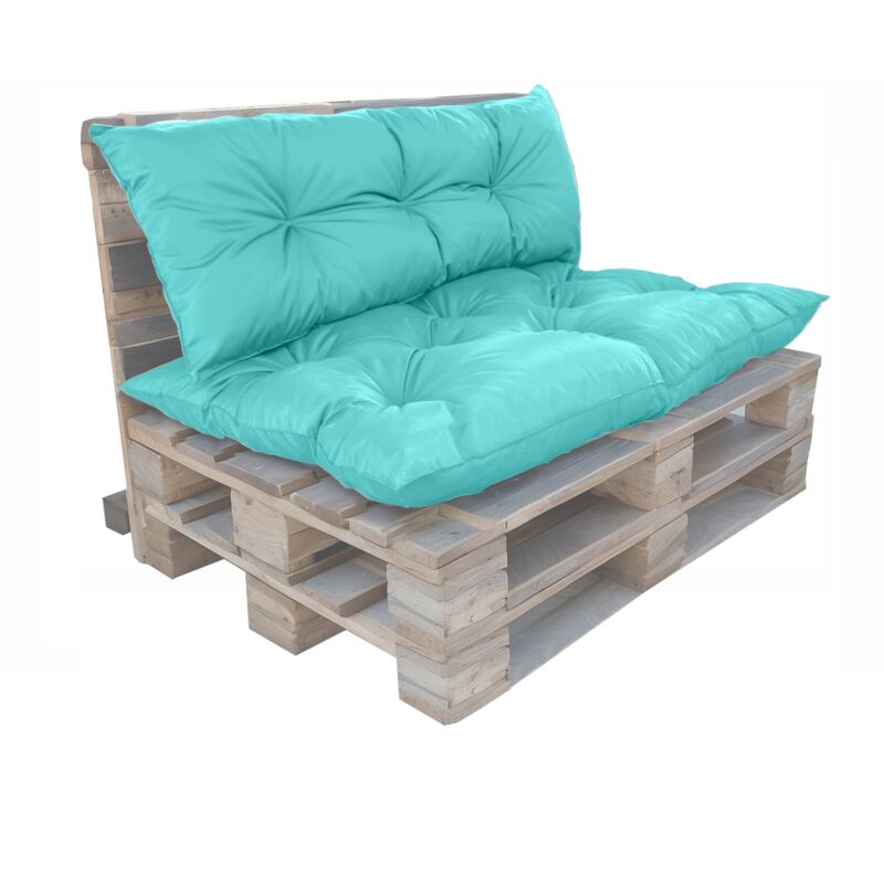 Deco Arts - Coussins pour Palette Imperméable & Anti-UV Essentiel 120x80 Bleu caraïbes