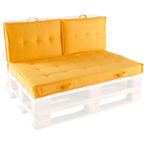 Coussins pour palette matelassés jaune