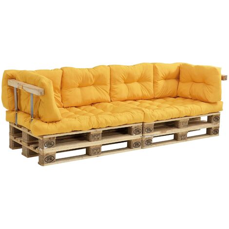 Coussins pour palettes - 7 pièces - coussin de siège + coussins de dossier [moutard] canapé de palettes in/outdoor - Or