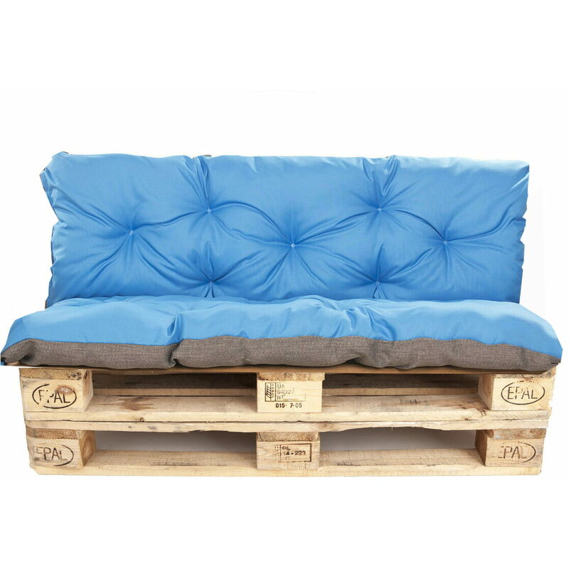 Setgarden - Coussins palettes 120x80 Assise et Dossier 120x50cm,coussins de canapé de jardin Bleu, coussins de palette, coussin palette exterieur