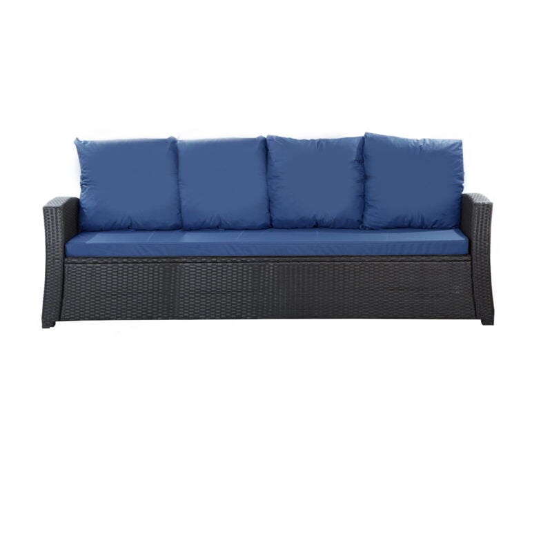 Setgarden - Coussins de canapé meubles de jardin en résine tressée Bleu, Coussins balançoire d'extérieur 180x50x50cm Coussin de banc de jardin 3