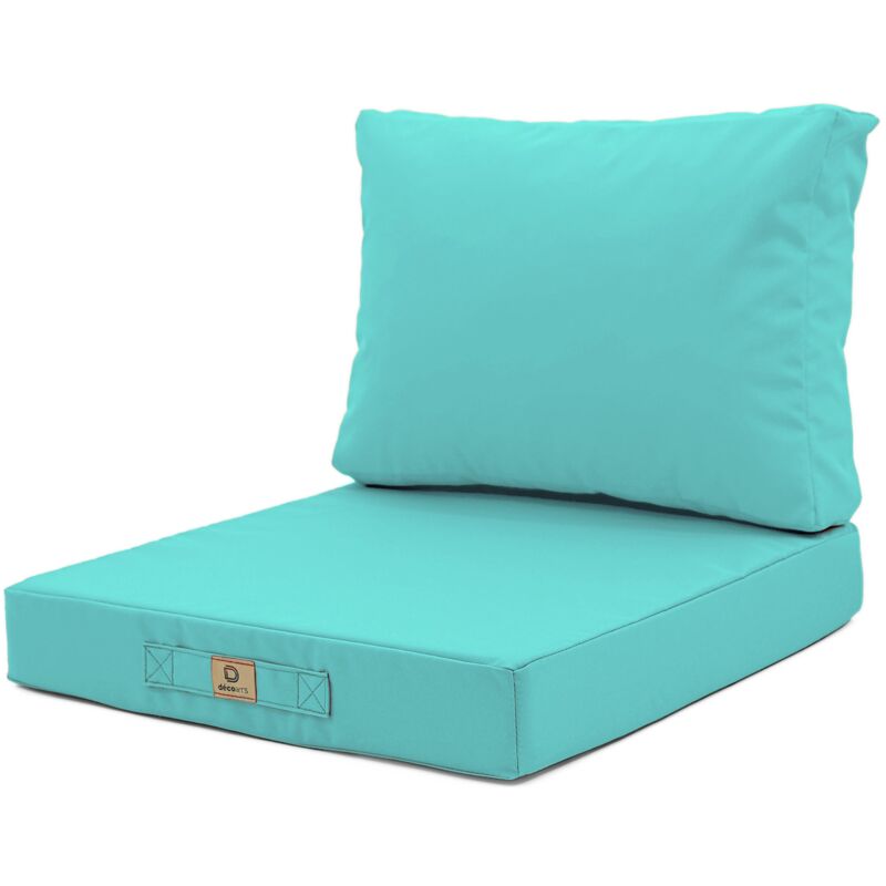 Deco Arts - Coussins pour salon de jardin déhoussable 60x60cm Bleu caraïbes