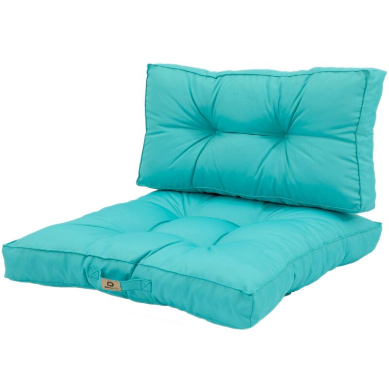 Deco Arts - Coussins pour salon de jardin capitonné 60x60cm Bleu caraibes