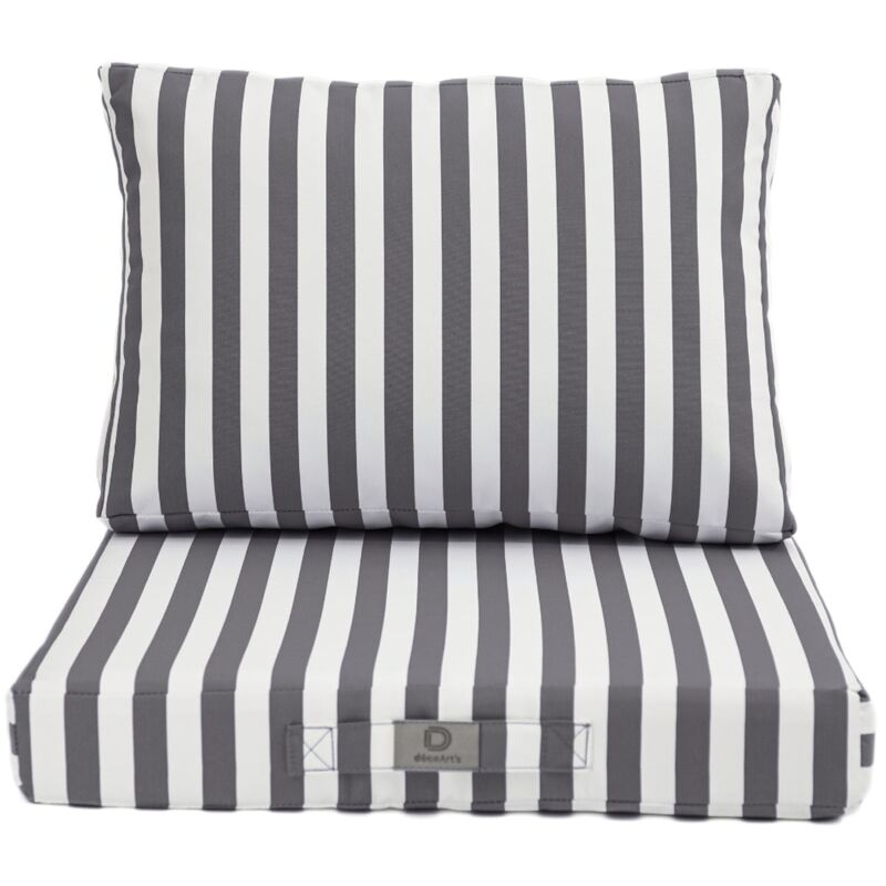 Coussins pour salon de jardin déhoussable 50x50cm - Rayure Gris foncé