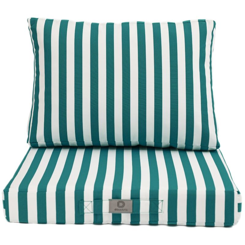 Deco Arts - Coussins pour salon de jardin déhoussable 60x60cm - Rayure Vert