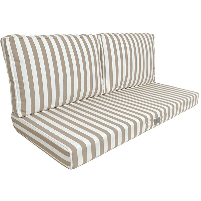 Coussins pour salon de jardin déhoussable 120x60cm - Rayure Beige