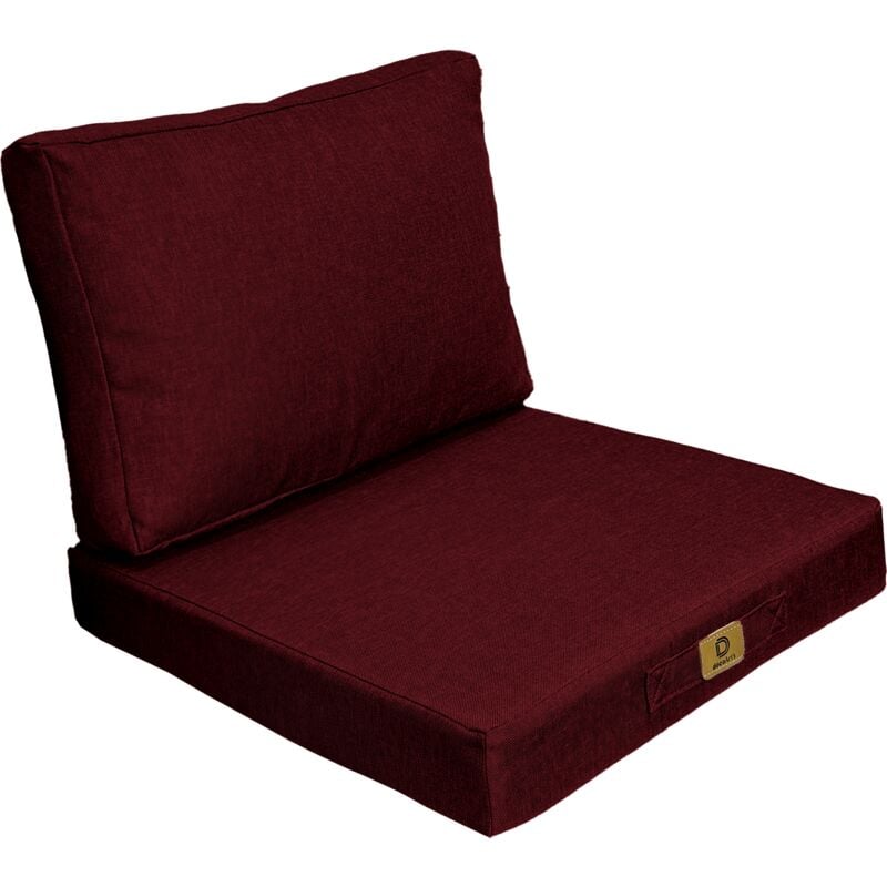 Deco Arts - Coussins pour fauteuil effet lin déhoussable 60x60cm prune