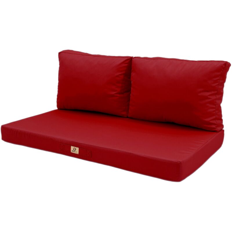 Deco Arts - Coussins pour salon de jardin déhoussable 120x60cm Rouge