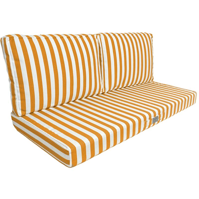 Deco Arts - Coussins pour salon de jardin déhoussable 100x50cm - Rayure Jaunes