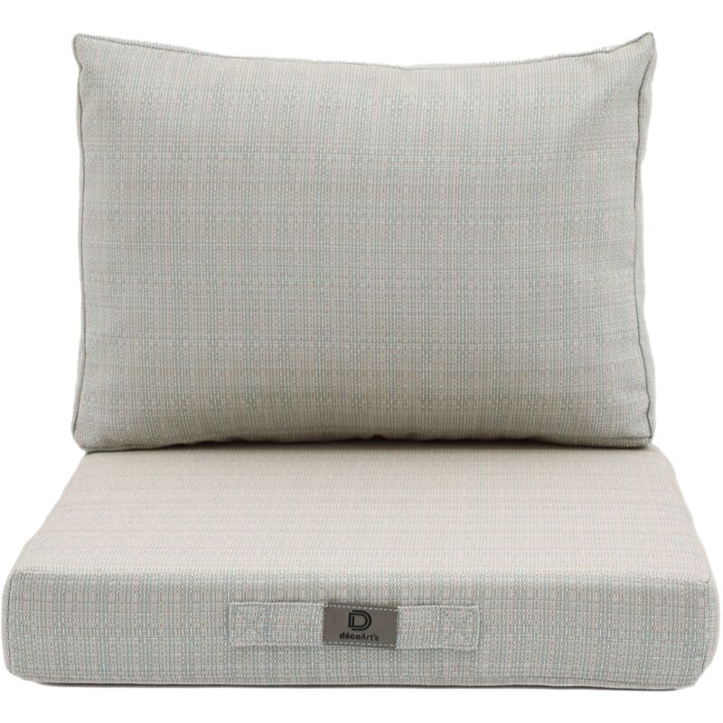 Deco Arts - Coussins pour salon de jardin déhoussable 50x50cm Beige Chiné Turquoise