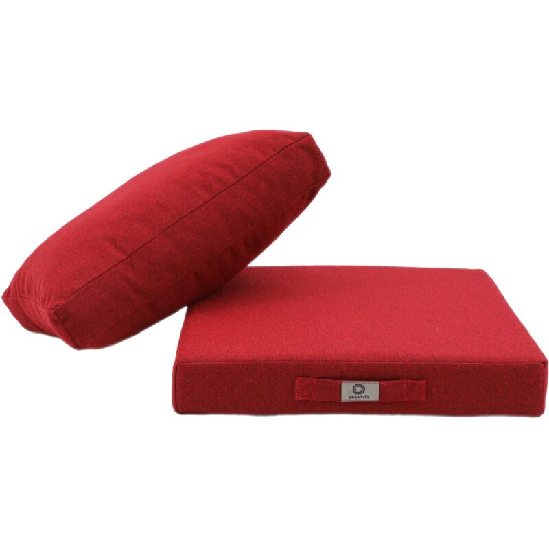 Deco Arts - Coussins pour salon de jardin déhoussable 50x50cm Rouge Bordeaux